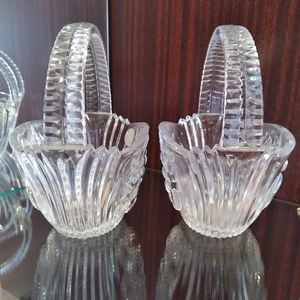 Set of Two Hofbauer Crystal Vases Baskets